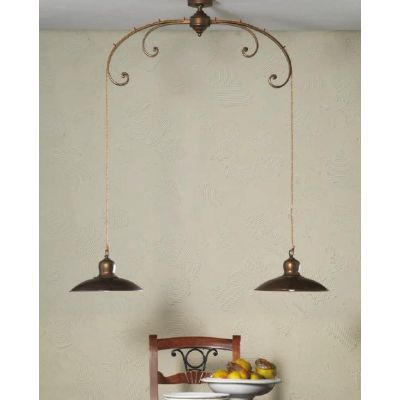 SOSPENSIONE AD ARCO IN FERRO BATTUTO CON 2 LUCI MADE IN ITALY DELLA IMAS IMAS - Cristalensi Shop Online