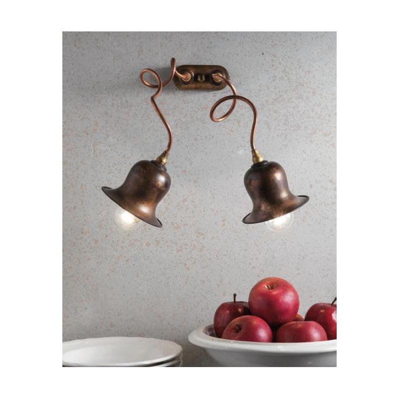 APPLIQUE 2 LUCI IN OTTONE INVECCHIATO E RAME PRODOTTO IN ITALIA DALLA IMAS IMAS - Cristalensi Shop Online