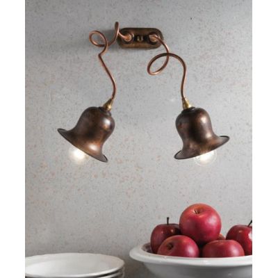 APPLIQUE 2 LUCI IN OTTONE INVECCHIATO E RAME PRODOTTO IN ITALIA DALLA IMAS IMAS - Cristalensi Shop Online