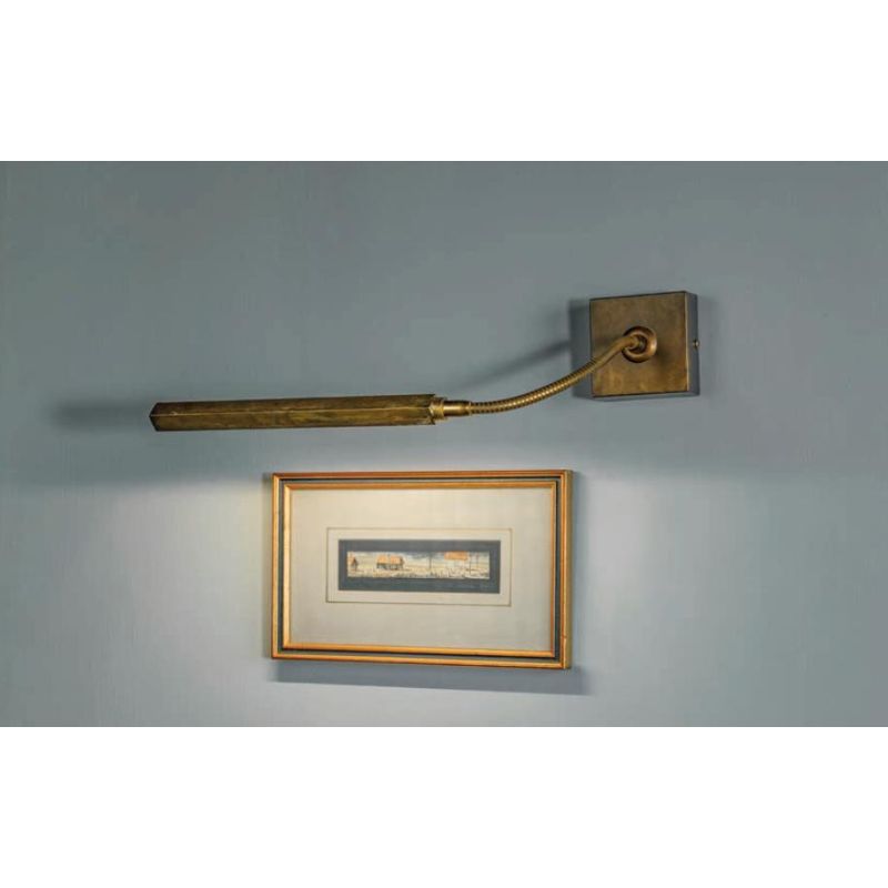 LAMPADA DA PARETE DA SPECCHIO IN OTTONE INVECCHIATO CON BRACCIO FLESSIBILE MADE IN ITALY IMAS - Cristalensi Shop Online