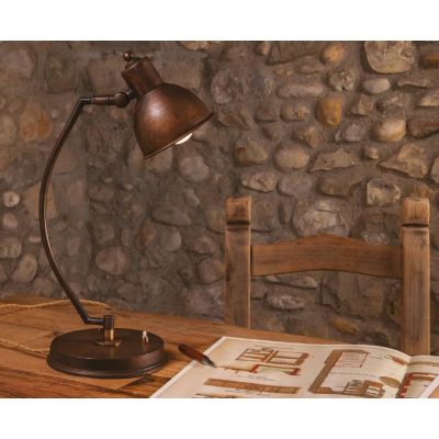 LAMPADA DA TAVOLO IN OTTONE INVECCHIATO CON SNODO MADE IN ITALY DELLA IMAS IMAS - Cristalensi Shop Online