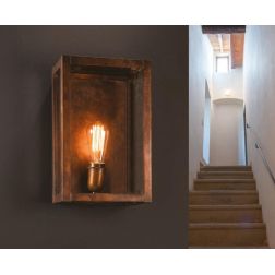 APPLIQUE A LANTERNA RUSTICA IN OTTONE INVECCHIATO CON VETRO MADE IN ITALY DELLA IMAS IMAS - Cristalensi Shop Online