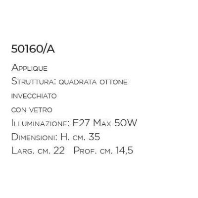 APPLIQUE A LANTERNA RUSTICA IN OTTONE INVECCHIATO CON VETRO MADE IN ITALY DELLA IMAS IMAS - Cristalensi Shop Online