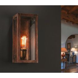 APPLIQUE A LANTERNA RETTANGOLARE IN OTTONE INVECCHIATO CON VETRO MADE IN ITALY DELLA IMAS IMAS - Cristalensi Shop Online