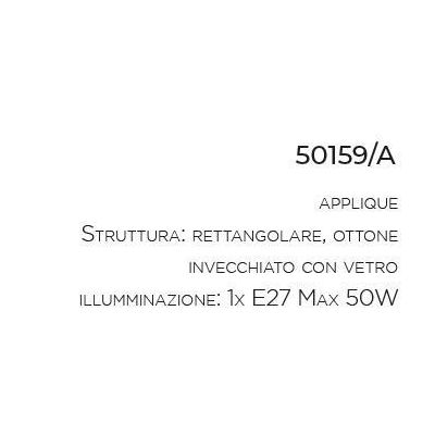 APPLIQUE A LANTERNA RETTANGOLARE IN OTTONE INVECCHIATO CON VETRO MADE IN ITALY DELLA IMAS IMAS - Cristalensi Shop Online