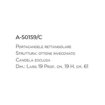 LANTERNA PORTACANDELE RETTANGOLARE IN OTTONE INVECCHIATO MADE IN ITALY DELLA IMAS IMAS - Cristalensi Shop Online