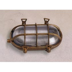 APPLIQUE OVALE PER ESTERNI IP44 IN OTTONE INVECCHIATO CON GABBIA MADE IN ITALY IMAS - Cristalensi Shop Online