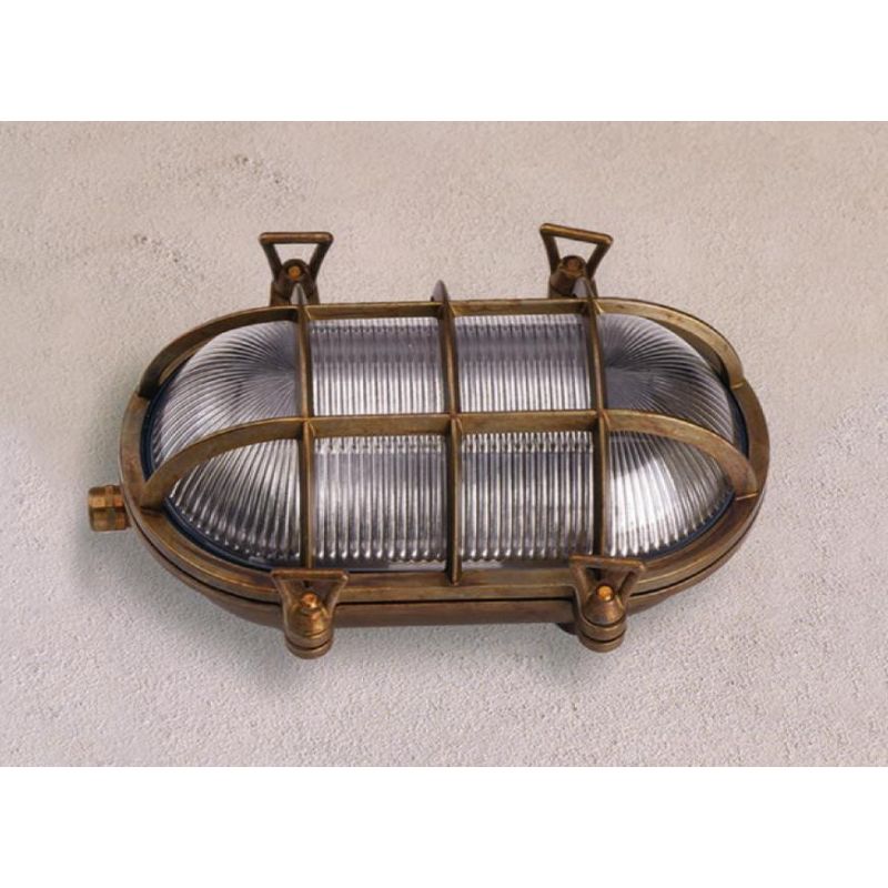 APPLIQUE OVALE PER ESTERNI IP44 IN OTTONE INVECCHIATO CON GABBIA MADE IN ITALY IMAS - Cristalensi Shop Online