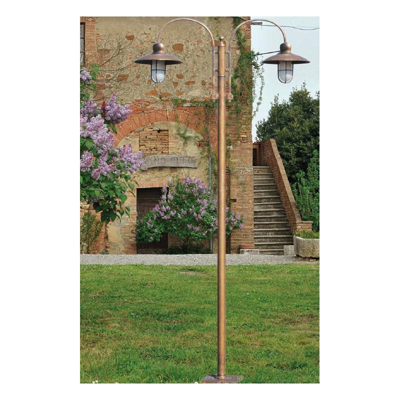 LAMPIONE DA ESTERNO A 2 LUCI IN OTTONE INVECCHIATO H250 MADE IN ITALY DELLA IMAS IMAS - Cristalensi Shop Online
