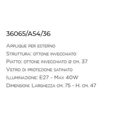 APPLIQUE PER ESTERNI IP44 CON GABBIA IN OTTONE INVECCHIATO PRODOTTA IN ITALIA IMAS - Cristalensi Shop Online