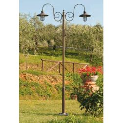 LAMPIONE DA ESTERNO 2 LUCI IN OTTONE INVECCHIATO H270 MADE IN ITALY DELLA IMAS IMAS - Cristalensi Shop Online
