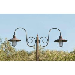 LAMPIONE DA ESTERNO 2 LUCI IN OTTONE INVECCHIATO H270 MADE IN ITALY DELLA IMAS IMAS - Cristalensi Shop Online 2