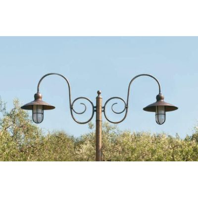 LAMPIONE DA ESTERNO 2 LUCI IN OTTONE INVECCHIATO H270 MADE IN ITALY DELLA IMAS IMAS - Cristalensi Shop Online