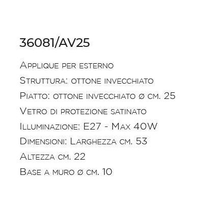 APPLIQUE RUSTICA DA ESTERNI CON GABBIA IP44 IN OTTONE INVECCHIATO MADE IN ITALY IMAS - Cristalensi Shop Online