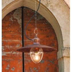 SOSPENSIONE SINGOLA PER ESTERNI IP44 CON PIATTO IN OTTONE INVECCHIATO PRODOTTO IN ITALIA DALLA IMAS IMAS - Cristalensi Shop Onli