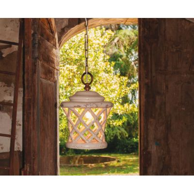 SOSPENSIONE SINGOLA IP23 IN CERAMICA INTAGLIATA BIANCA PRODOTTO IN ITALIA DALLA IMAS IMAS - Cristalensi Shop Online