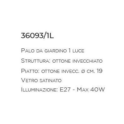 PALO DA ESTERNO IP44 IN OTTONE INVECCHIATO H100 MADE IN ITALY DELLA IMAS IMAS - Cristalensi Shop Online