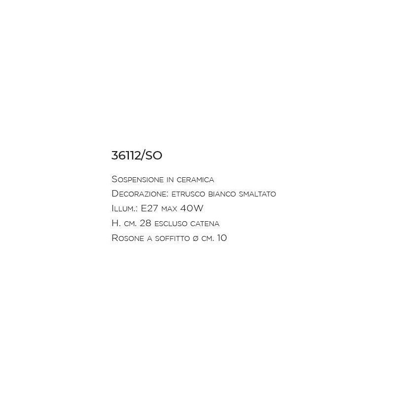SOSPENSIONE PICCOLA IP23 IN CERAMICA BIANCA DECORATA A MANO IN ITALIA DALLA IMAS IMAS - Cristalensi Shop Online