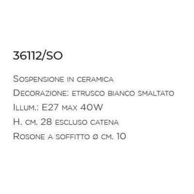 SOSPENSIONE PICCOLA IP23 IN CERAMICA BIANCA DECORATA A MANO IN ITALIA DALLA IMAS IMAS - Cristalensi Shop Online