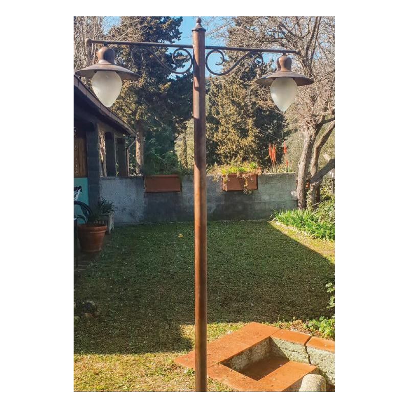 LAMPIONE DA GIARDINO 2 LUCI IP44 IN OTTONE INVECCHIATO H250 MADE IN ITALY DELLA IMAS IMAS - Cristalensi Shop Online