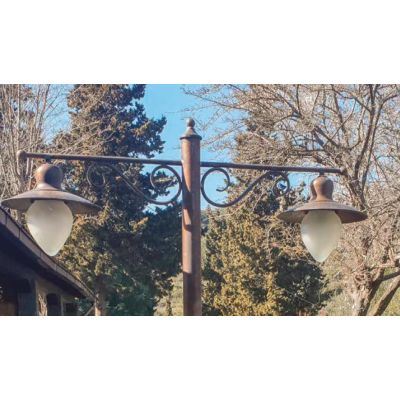 LAMPIONE DA GIARDINO 2 LUCI IP44 IN OTTONE INVECCHIATO H250 MADE IN ITALY DELLA IMAS IMAS - Cristalensi Shop Online