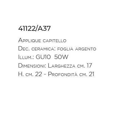 APPLIQUE CAPITELLO IN TERRACOTTA FOGLIA ARGENTO DECORATA A MANO IN ITALIA DALLA IMAS IMAS - Cristalensi Shop Online
