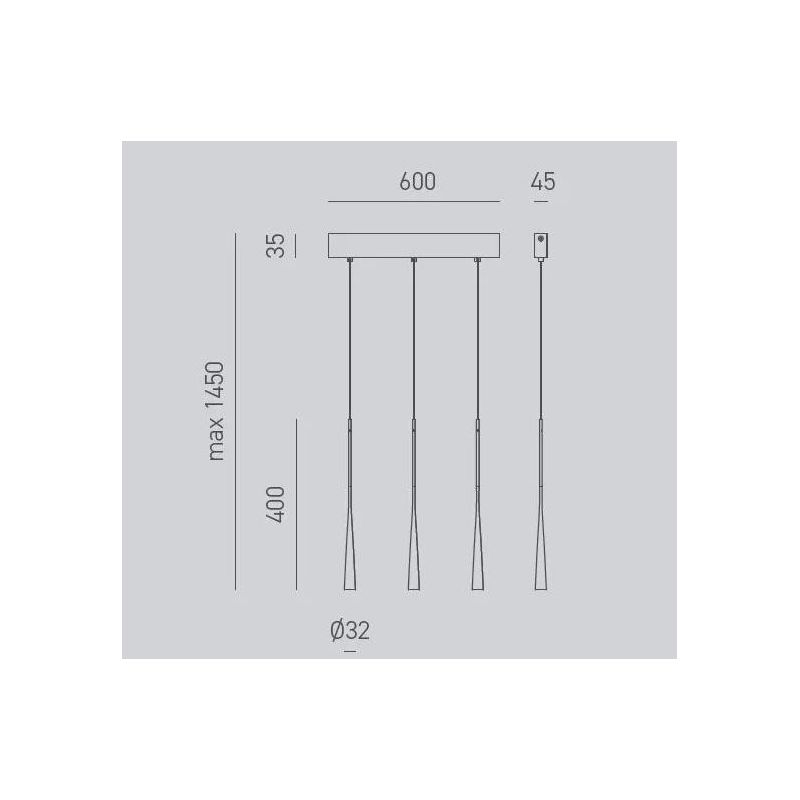 DAFNE S3P SOSPENSIONE MODERNA A BINARIO 3 LUCI LED 16W BIANCO,NERO O ORO DELLA GEA LUCE GEA LUCE - Cristalensi Shop Online