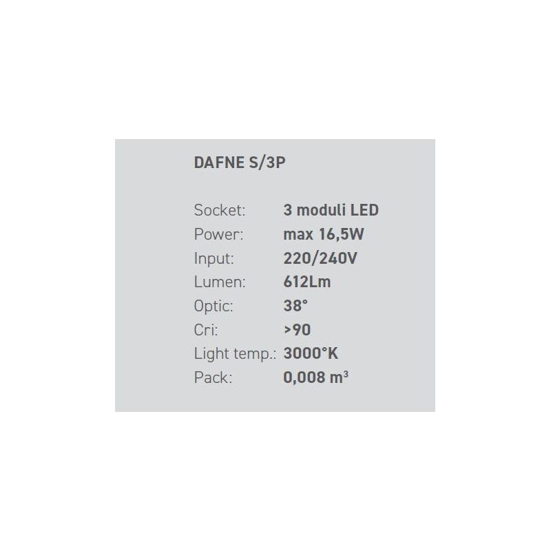 DAFNE S3P SOSPENSIONE MODERNA A BINARIO 3 LUCI LED 16W BIANCO,NERO O ORO DELLA GEA LUCE GEA LUCE - Cristalensi Shop Online
