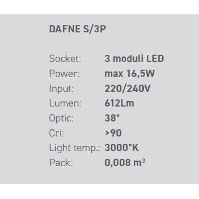 DAFNE S3P SOSPENSIONE MODERNA A BINARIO 3 LUCI LED 16W BIANCO,NERO O ORO DELLA GEA LUCE GEA LUCE - Cristalensi Shop Online