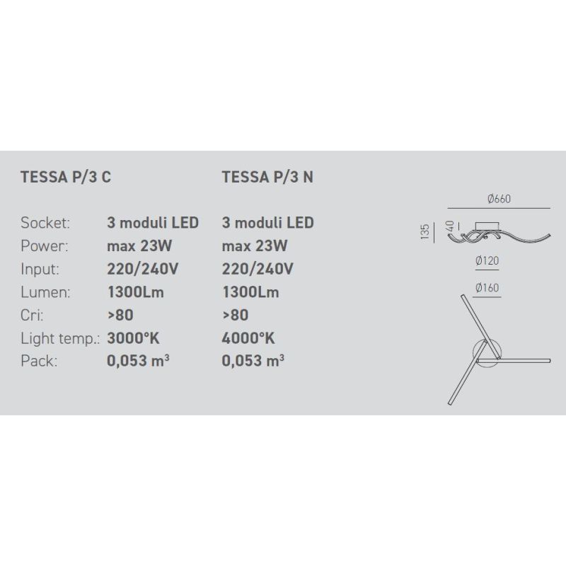 TESSA P3 PLAFONIERA SINUOSA MODERNA LED 23W LUCE 3000K O 4000K ECONOMICA GEA LUCE GEA LUCE - Cristalensi Shop Online