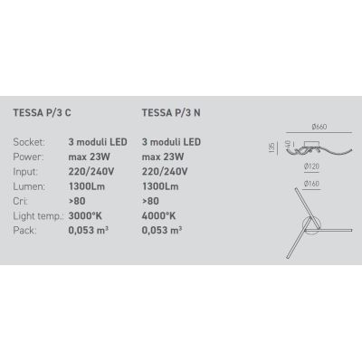 TESSA P3 PLAFONIERA SINUOSA MODERNA LED 23W LUCE 3000K O 4000K ECONOMICA GEA LUCE GEA LUCE - Cristalensi Shop Online