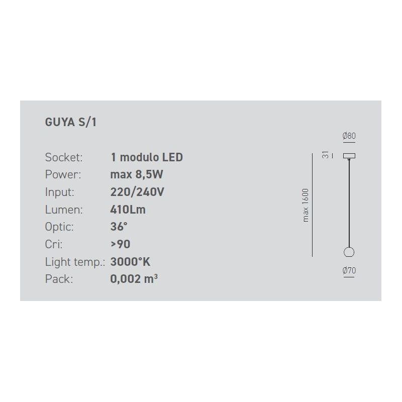GUYA S1 SOSPENSIONE A SFERA MODERNA METALLO ORO,BIANCO O NERO LED 8W DELLA GEA LUCE GEA LUCE - Cristalensi Shop Online