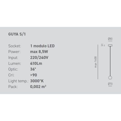 GUYA S1 SOSPENSIONE A SFERA MODERNA METALLO ORO,BIANCO O NERO LED 8W DELLA GEA LUCE GEA LUCE - Cristalensi Shop Online