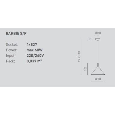 BARBIE SP SOSPENSIONE MODERNA CON CONO D30 IN METALLO 4 COLORI DELLA GEA LUCE GEA LUCE - Cristalensi Shop Online