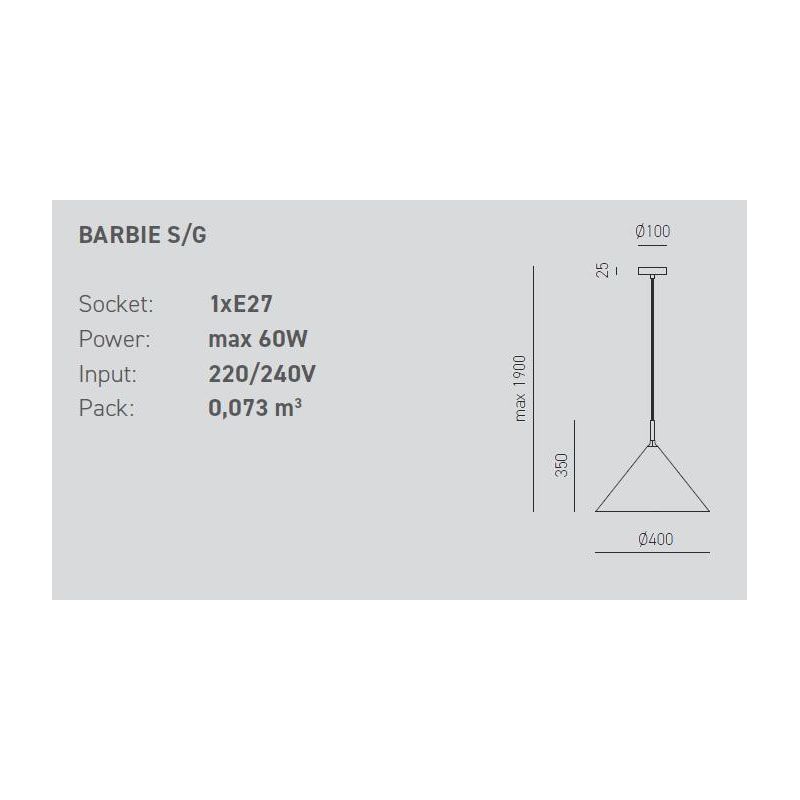 BARBIE SG SOSPENSIONE MODERNA CON CONO D40 IN METALLO 4 COLORI DELLA GEA LUCE GEA LUCE - Cristalensi Shop Online