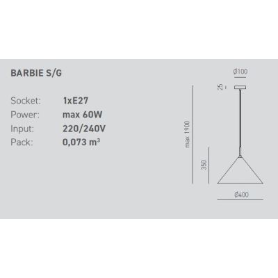 BARBIE SG SOSPENSIONE MODERNA CON CONO D40 IN METALLO 4 COLORI DELLA GEA LUCE GEA LUCE - Cristalensi Shop Online