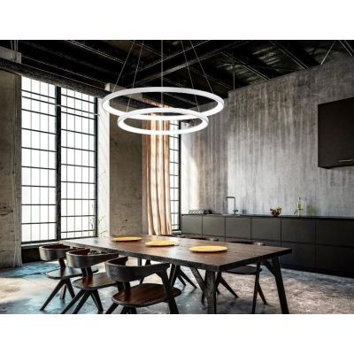 KRIZIA S2 SOSPENSIONE MODERNA CON DOPPIO ANELLO LED 88W LUCE DIMMERABILE BIANCO O ORO DELLA GEA LUCE GEA LUCE - Cristalensi Shop