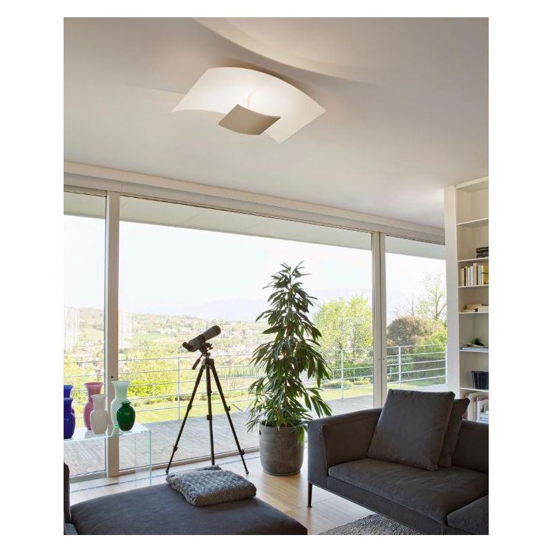 ARIA PG PLAFONIERA GRANDE MODERNA TORTORA LED 40W LUCE 3000K DIMMERABILE DELLA GEA LUCE GEA LUCE - Cristalensi Shop Online