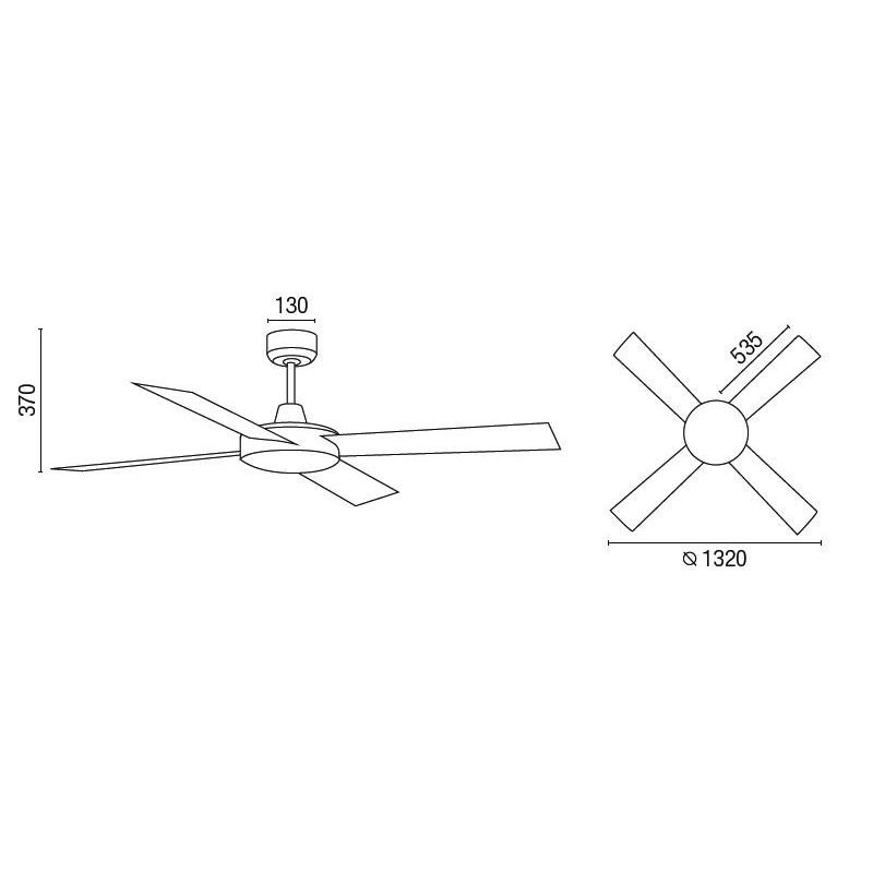 MALLORCA VENTILATORE A SOFFITTO BIANCO SENZA LUCE DIAMETRO 132 CM CON TELECOMANDO INCLUSO FARO VENTILATORI - Cristalensi Shop On