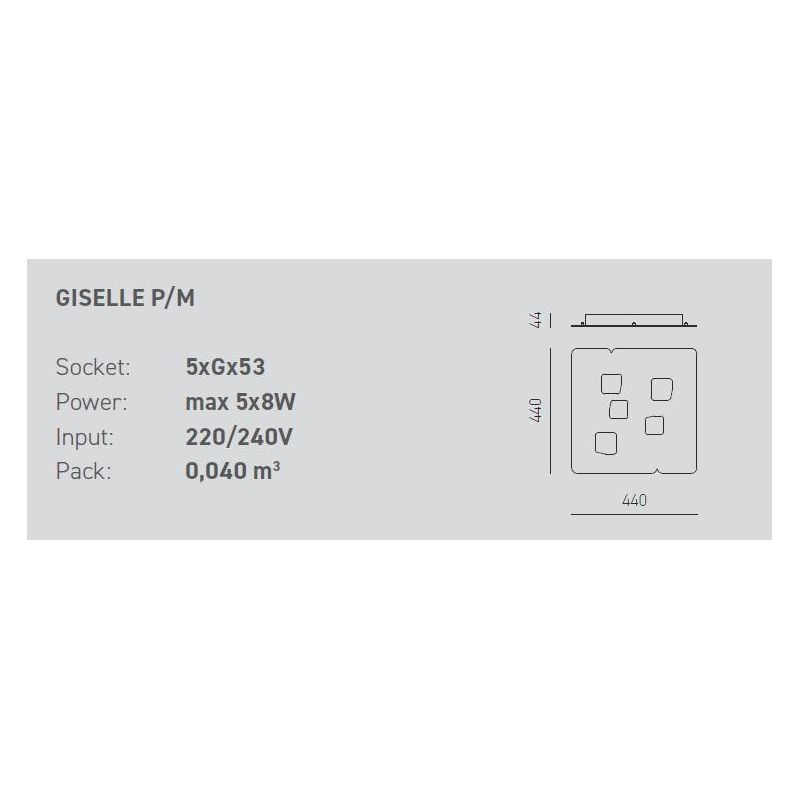 GISELLE PM PLAFONIERA MODERNA 5 LUCI CON ATTACCO GX53 3 FINITURE COLORE DELLA GEA LUCE GEA LUCE - Cristalensi Shop Online