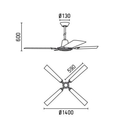 MALVINAS VENTILATORE A SOFFITTO SENZA LUCE IN MARRONE DIAMETRO 140 CM FARO VENTILATORI - Cristalensi Shop Online