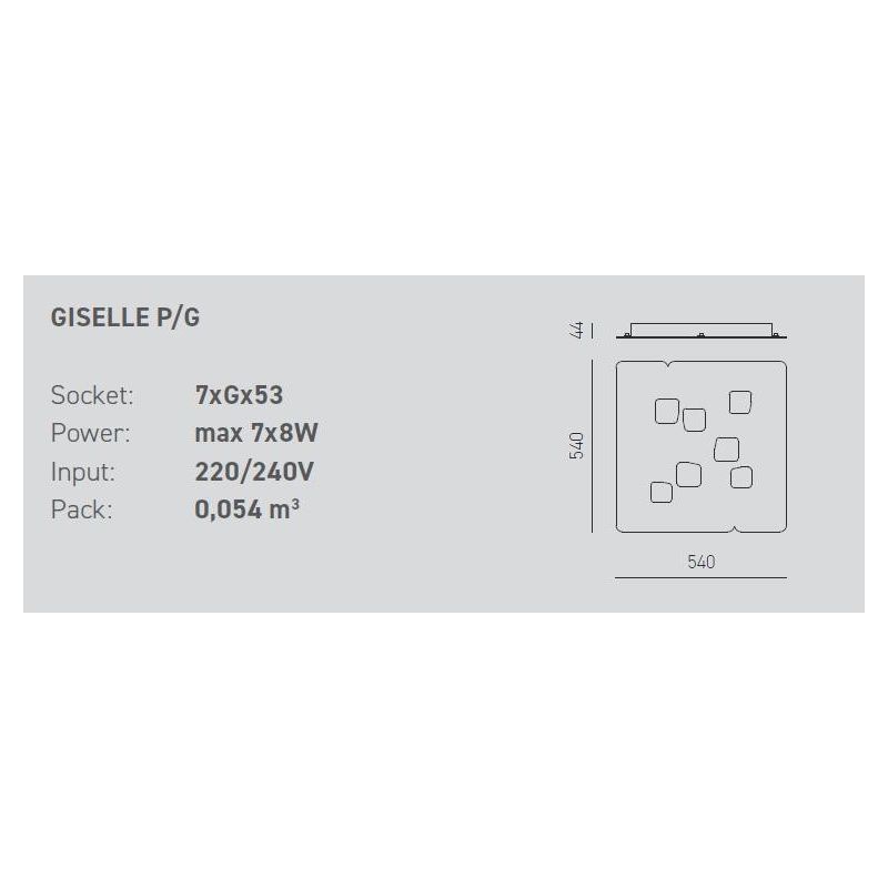 GISELLE PG PLAFONIERA MODERNA 7 LUCI CON ATTACCO GX53 3 FINITURE COLORE DELLA GEA LUCE GEA LUCE - Cristalensi Shop Online