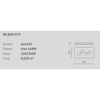 BILBAO PP PLAFONIERA RETTANGOLARE 4 LUCI MODERNA ATTACCO GX53 3 COLORI DELLA GEA LUCE GEA LUCE - Cristalensi Shop Online