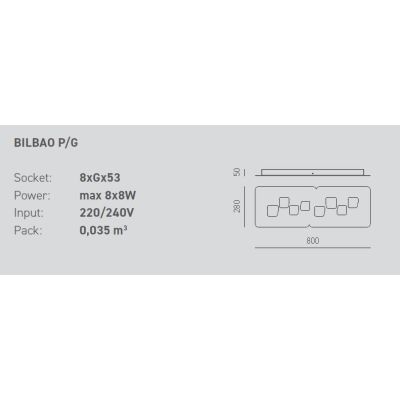 BILBAO PG PLAFONIERA GRANDE RETTANGOLARE 8 LUCI ATTACCO GX53 3 COLORI DELLA GEA LUCE GEA LUCE - Cristalensi Shop Online
