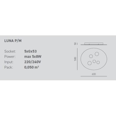 LUNA PM LAMPADA DA SOFFITTO MODERNA 5 LUCI ATTACCO GX53 BIANCA O TORTORA DELLA GEA LUCE GEA LUCE - Cristalensi Shop Online