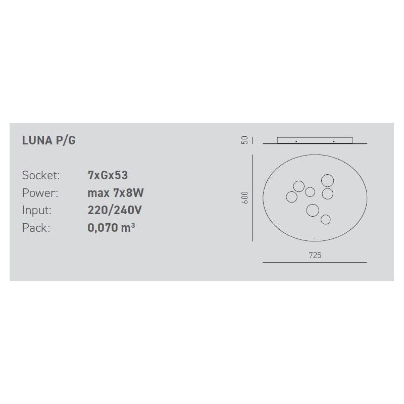 LUNA PG LAMPADA DA SOFFITTO MODERNA 7 LUCI ATTACCO GX53 BIANCA O TORTORA DELLA GEA LUCE GEA LUCE - Cristalensi Shop Online