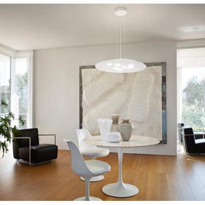 LUNA SOSPENSIONE MODERNA 10 LUCI ATTACCO GX53 BIANCA O TORTORA BIEMISSIONE DI LUCE DELLA GEA LUCE GEA LUCE - Cristalensi Shop On