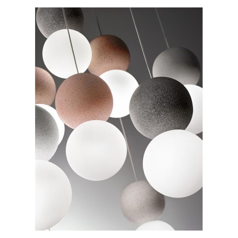 SFERA S6 SOSPENSIONE MODERNA 6 LUCI CON SFERE IN CEMENTO 3 COLORI VINTAGE DELLA GEA LUCE GEA LUCE - Cristalensi Shop Online