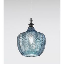 CLEOFE SOSPENSIONE SINGOLA IN VETRO BIANCO, COBALTO, AMBRA O OCRA DECORATO A RILIEVO DELLA GEA LUCE GEA LUCE - Cristalensi Shop 