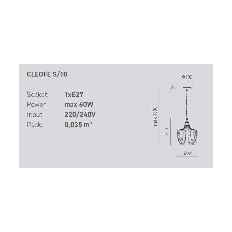 CLEOFE SOSPENSIONE SINGOLA IN VETRO BIANCO, COBALTO, AMBRA O OCRA DECORATO A RILIEVO DELLA GEA LUCE GEA LUCE - Cristalensi Shop 